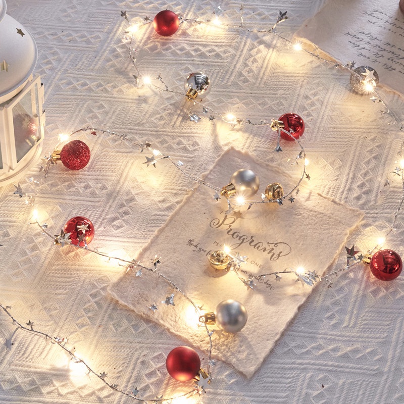 2m String Cahaya Hangat Bulat Dengan Bell Xmas LED Lampu String Hias Tenaga Baterai Starry Fairy Light