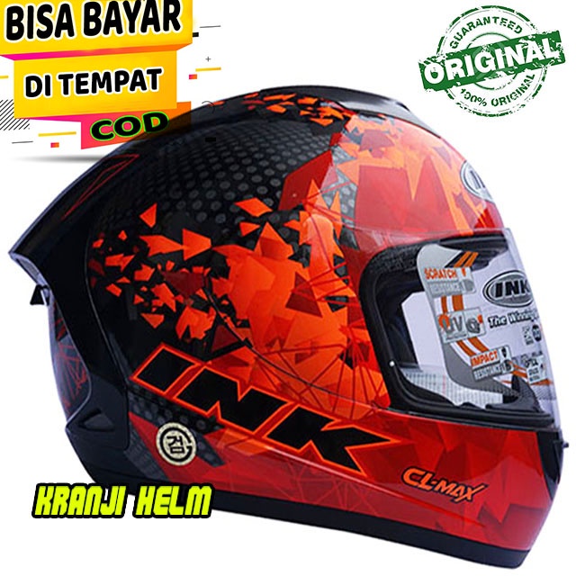 Helm Full Face / Helm Ink CL Max #6 Black Red Fluo Original SNI