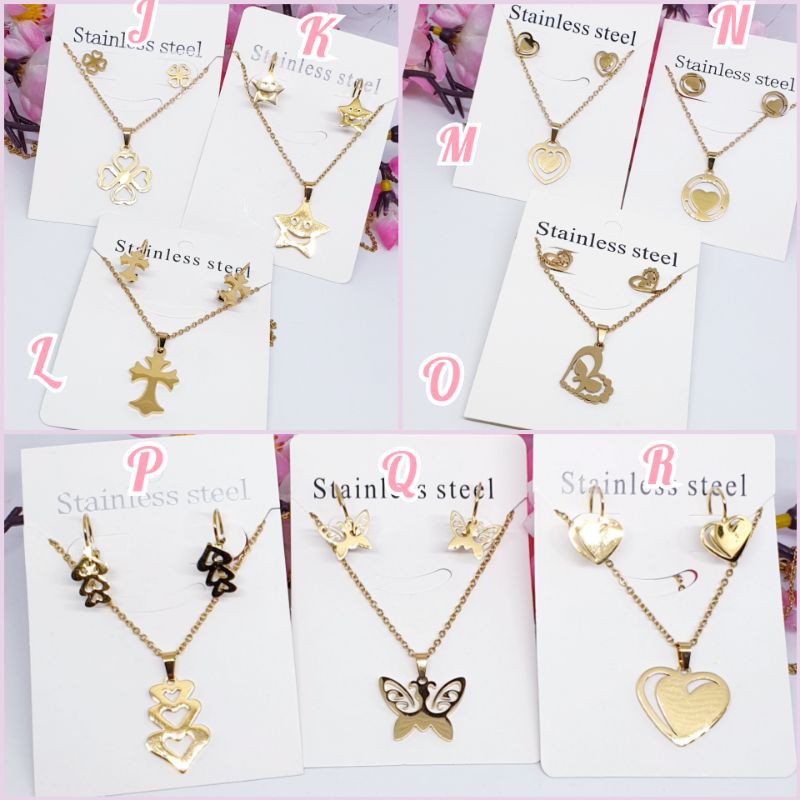 Kalung + Anting Set Titanium Model Simple Anti Karat &amp; Alergi