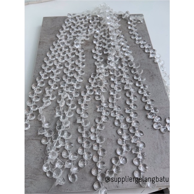 batu tetes air mata 10mm white quartz kuarsa putih bening CUTTING