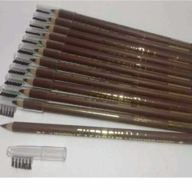 Pensil alis mukka lusinan/ ecer warna  coklat dengan sikat