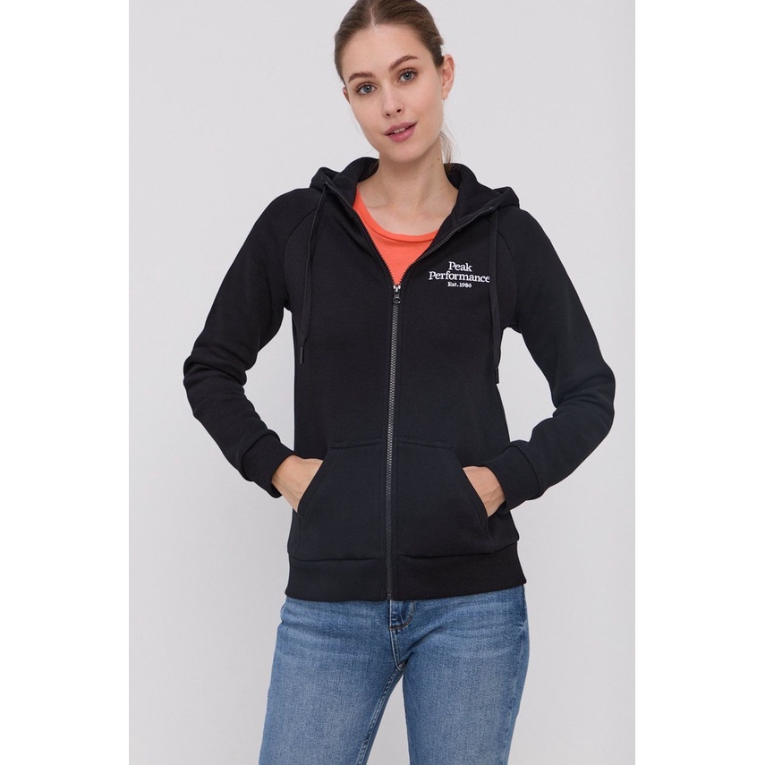 ZIPPER HOODIE CASUAL WANITA PEAK PERFORMANCE BORDIR FLEECE TEBAL PREMIUM HALUS TERBARU'