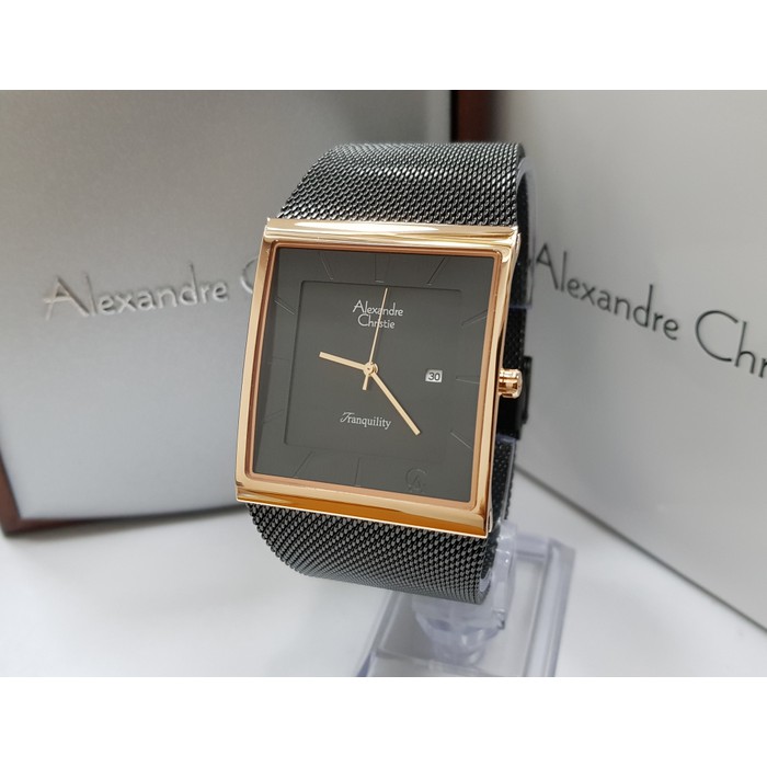 Jam tangan pria alexandre christie original AC 8333MD HITAM ROSEGOLD