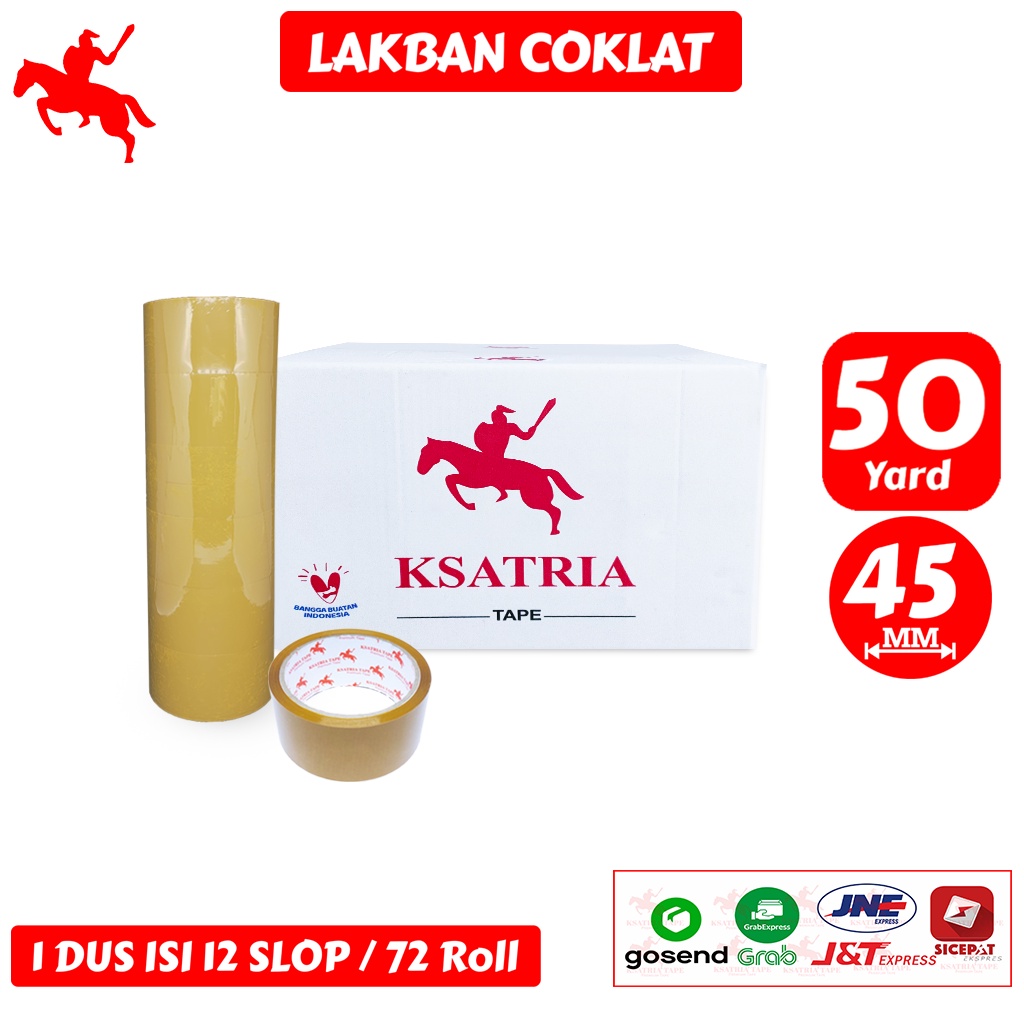 

Lakban OPP Tape / Lakban Coklat KSATRIA Tape 50 Yard (1 Dus)
