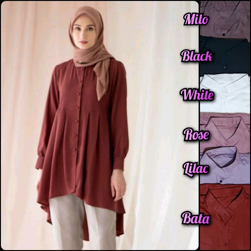 Kemeja Wanita Rayon SUPER PREMIUM Ld 104 cm All Size Murah Banget Kemeja Tunik Wanita Atasan Wanita Lengan Panjang Blouse Rempel Wanita