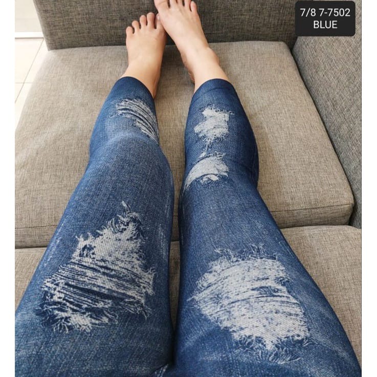 Legging Jeans 7per8 Ripped / Legging Jeans Sobek Import