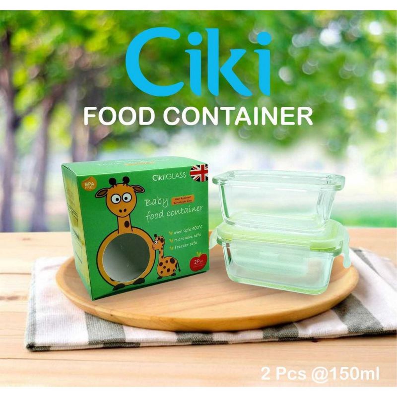 CIKI Glass Baby Food Container Wadah Kaca Mpasi 150ml Isi 2