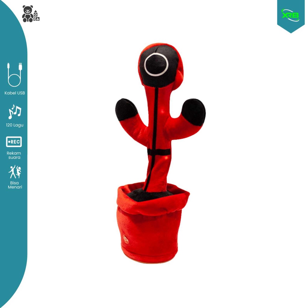 Dancing Cactus Recorder Toy Dancing Cactus Mainan Boneka Kaktus Joget Led Menari Music bisa Rekam Suara Bisa Cas with Usb Cable