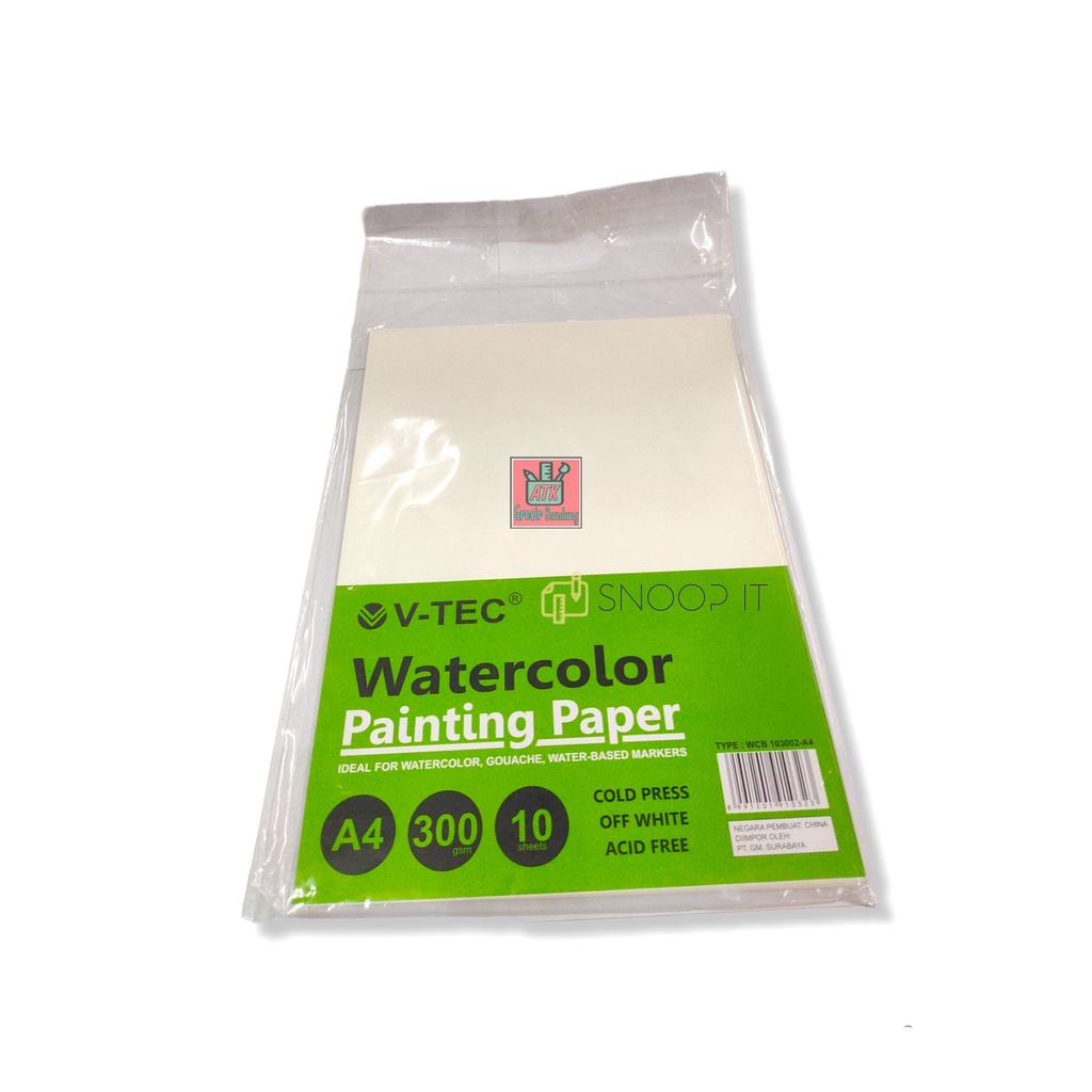 

Water Color Painting Paper V-Tec Ukuran A4 WCB 103002 / Kertas Lukis Vtec 300 Gram isi 10 Sheet – SHAGB