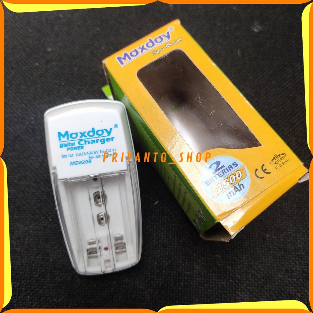 Cas Asli untuk Baterai A2 A3 9V Charger AA AAA 9V maxday 2 slot