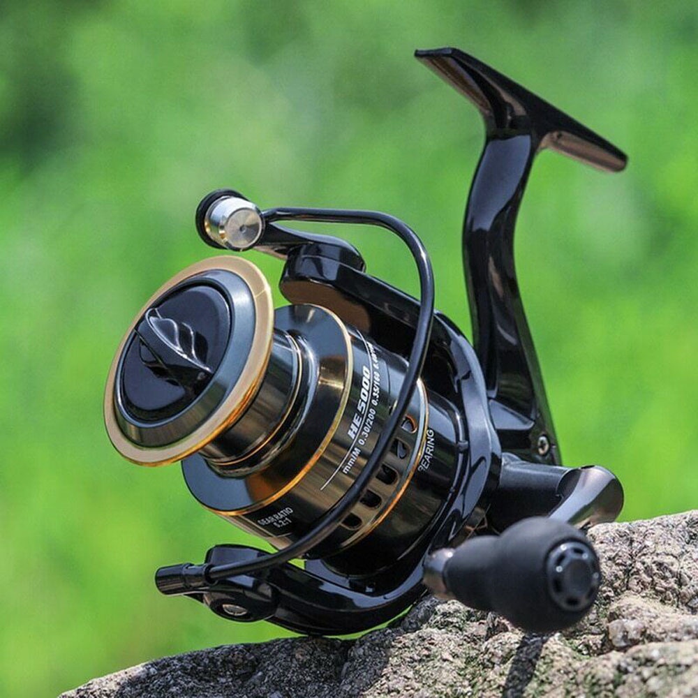 Spinning FishingReel Pancing Bahan Paduan Max Drag 10Kg Metal HE SERIES 500 - 7000 Max Drag 10Kg Reel Pancing Drag 10kg Mini 500-7000 Rell 5.2:1 High Speed Metal Spool Spinning Fishing Reels Outdoor Fishing Tackle Gulungan Kabel Fishing Gear