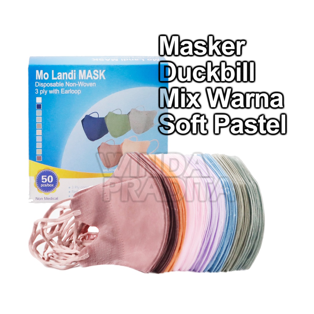 Masker Duckbill Duckbil 50 Pcs Murah 1Box Putih Hitam-6
