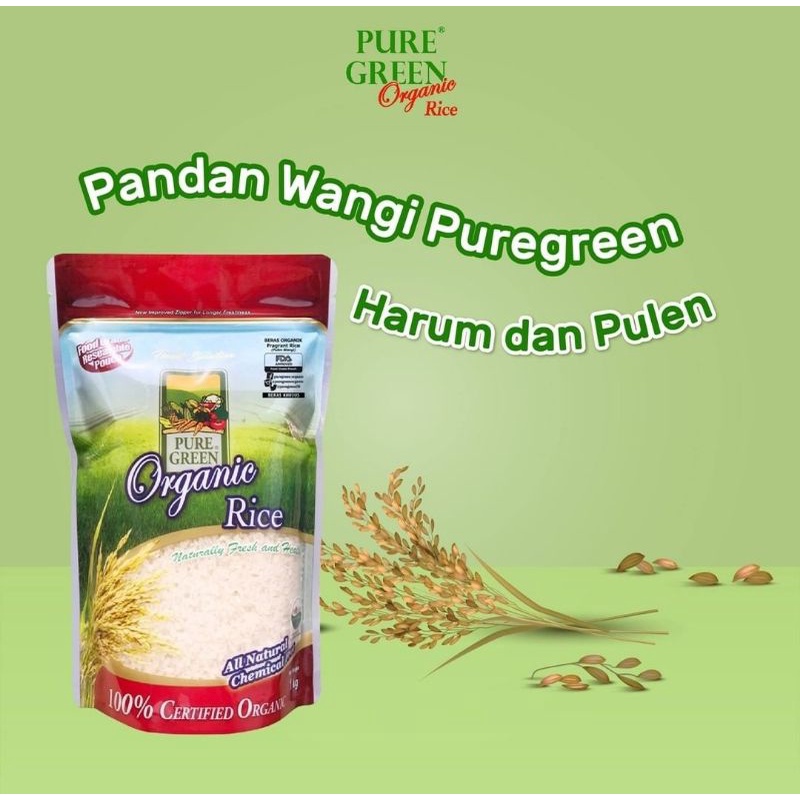 Pure green Pandan Wangi 1kg/ Beras putih organic/ Organic Rice