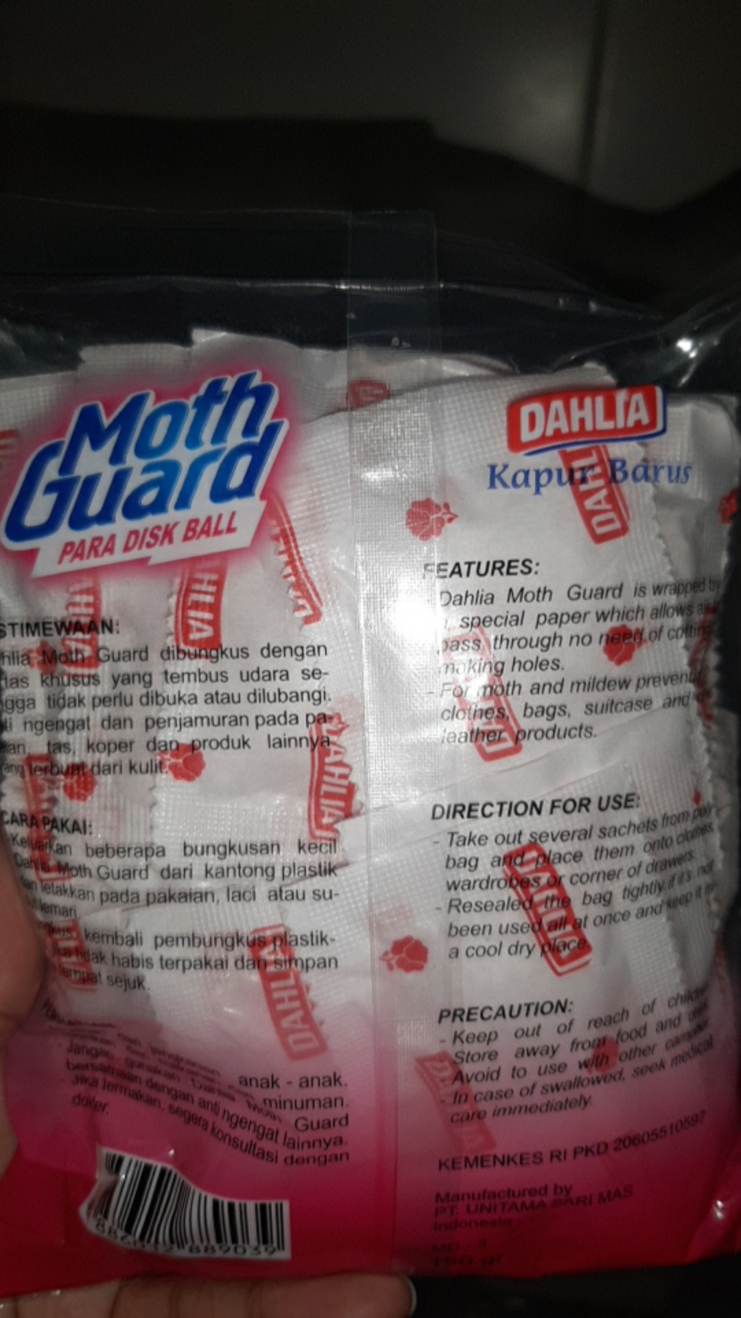Dahlia Anti Ngengat & Jamur Moth Guard Para Disk Ball 150g