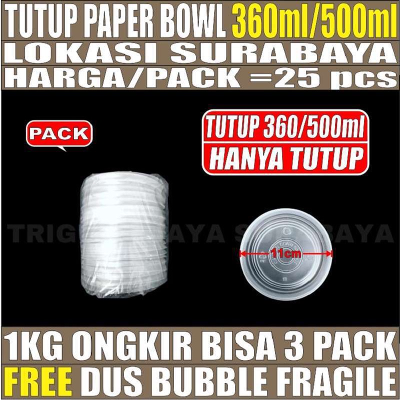 Tutup Paper Bowl 360ml 500ml 650ml 800ml Per Pack Hanya Tutup Mangkok Kertas SBY