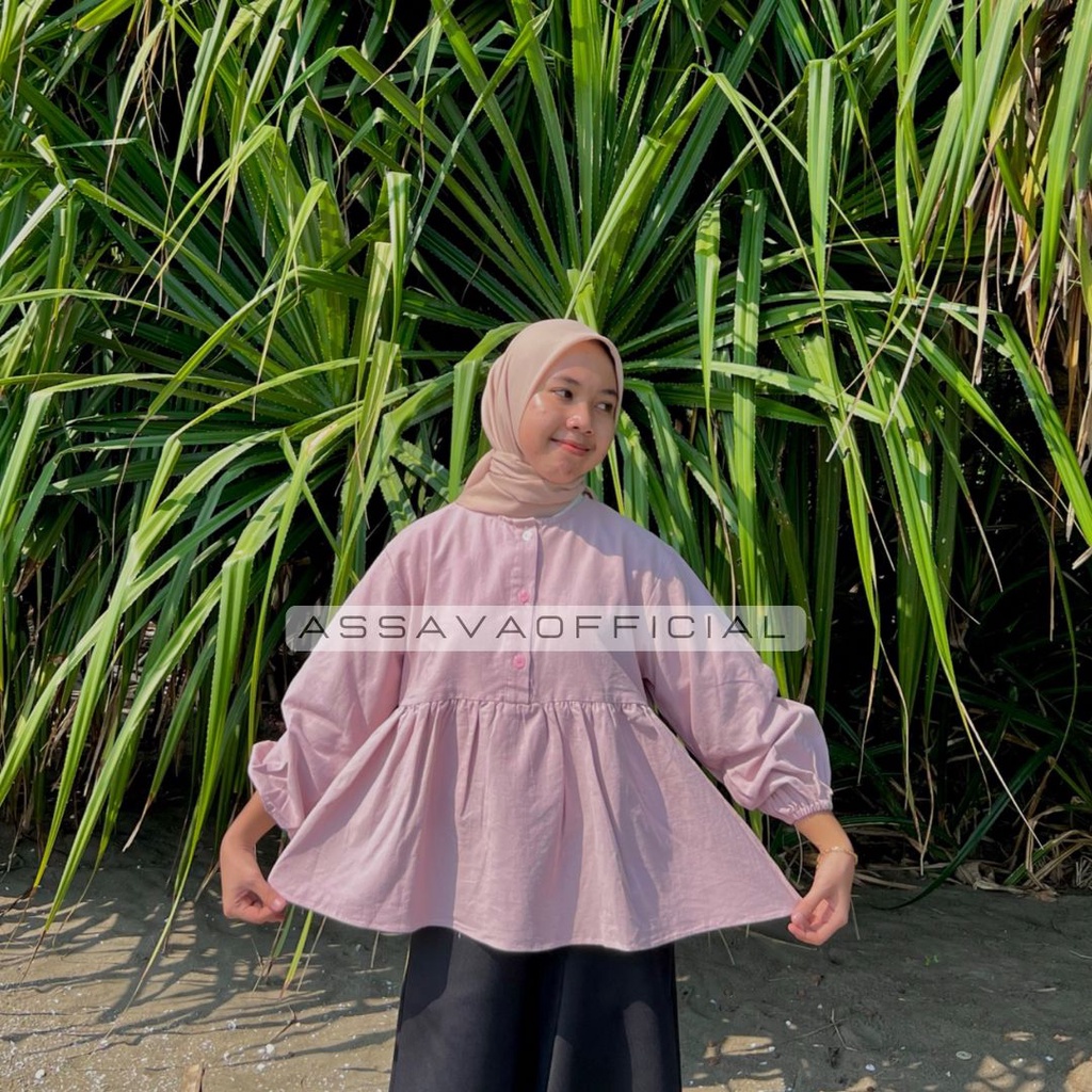 ALENSA BLOUSE ATASAN WANITA CASUAL - BLOUSE LINEN ATASAN WANITA - BLOUSE WANITA - ATASAN LINEN WANITA KEKINIAN - LINEN BLOUSE