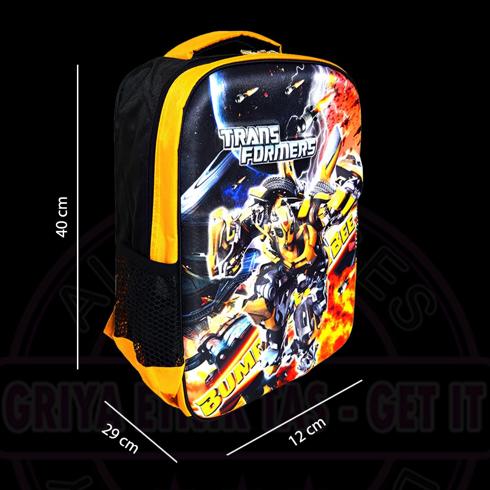Tas Sekolah Anak Laki Transformers Bumblebee Gambar Timbul - Tas Anak Karakter Spiderman Premium