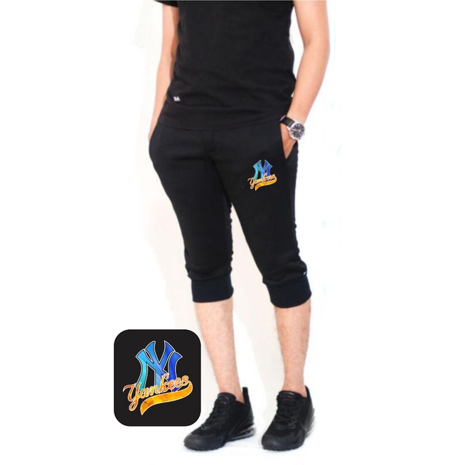 Miago,Celana jogger 7/8 cowok logo NY YANKEES,DIGITAL PRINTING,bahan fleece lembut,bisa COD.