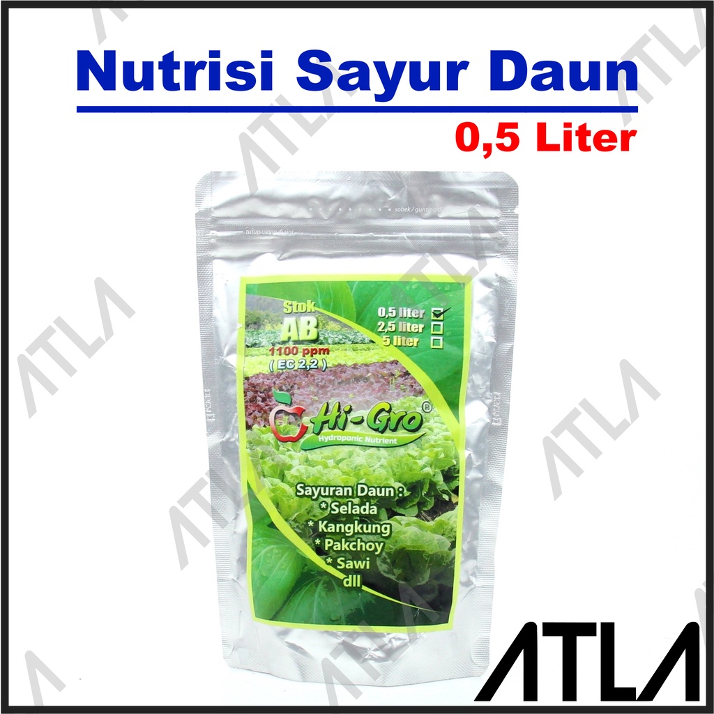 Pupuk Hi Gro Sayur Daun 0,5 Liter Nutrisi AB Mix Hidroponik FH025
