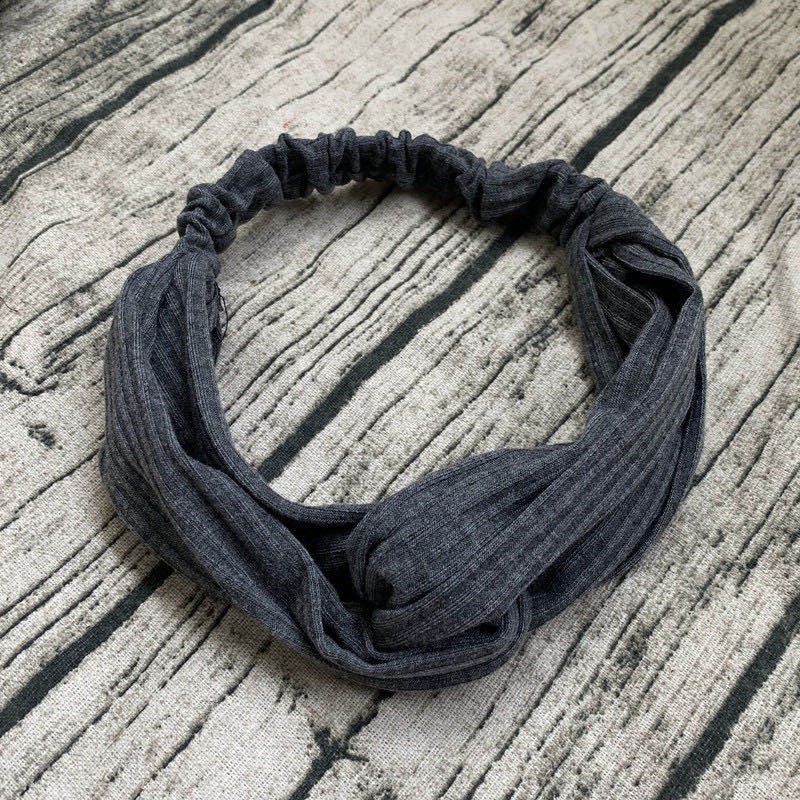 Bando Polos Salur - Bando Bandana Simpul Ala Korea - Headband - Bando Bandana Korea Untuk Wanita-(4-1) #6 Abu-Abu Tua