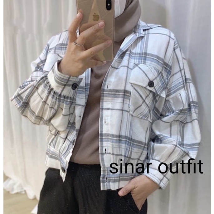 ALUNA TARTAN JAKET | JAKET TARTAN KEMEJA KOTAK KOTAK FLANEL / BUSAN JAKET CROP TOP / CROP TOP KOREAN