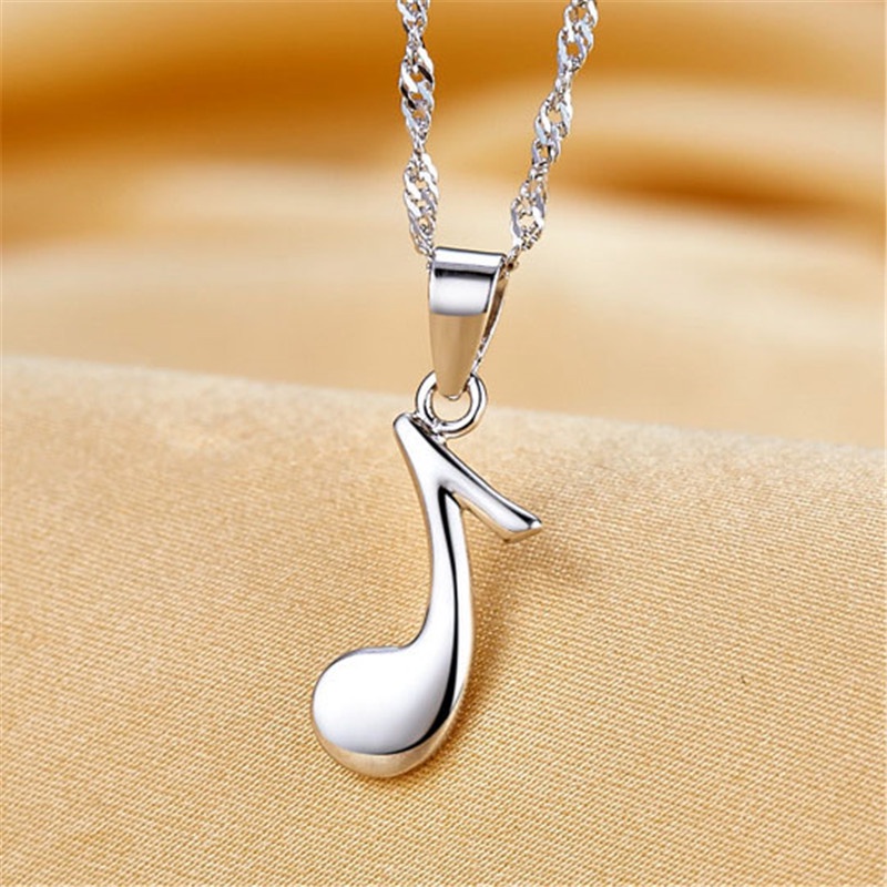 [Ready Stock]Fashion Personality Musical Note Pendant Silver Necklace