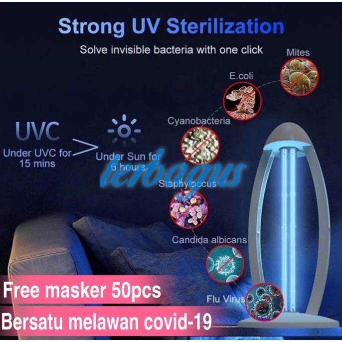 lampu uvc sterilizer ozone lampu disinfektan uvc+ozone 38w putih