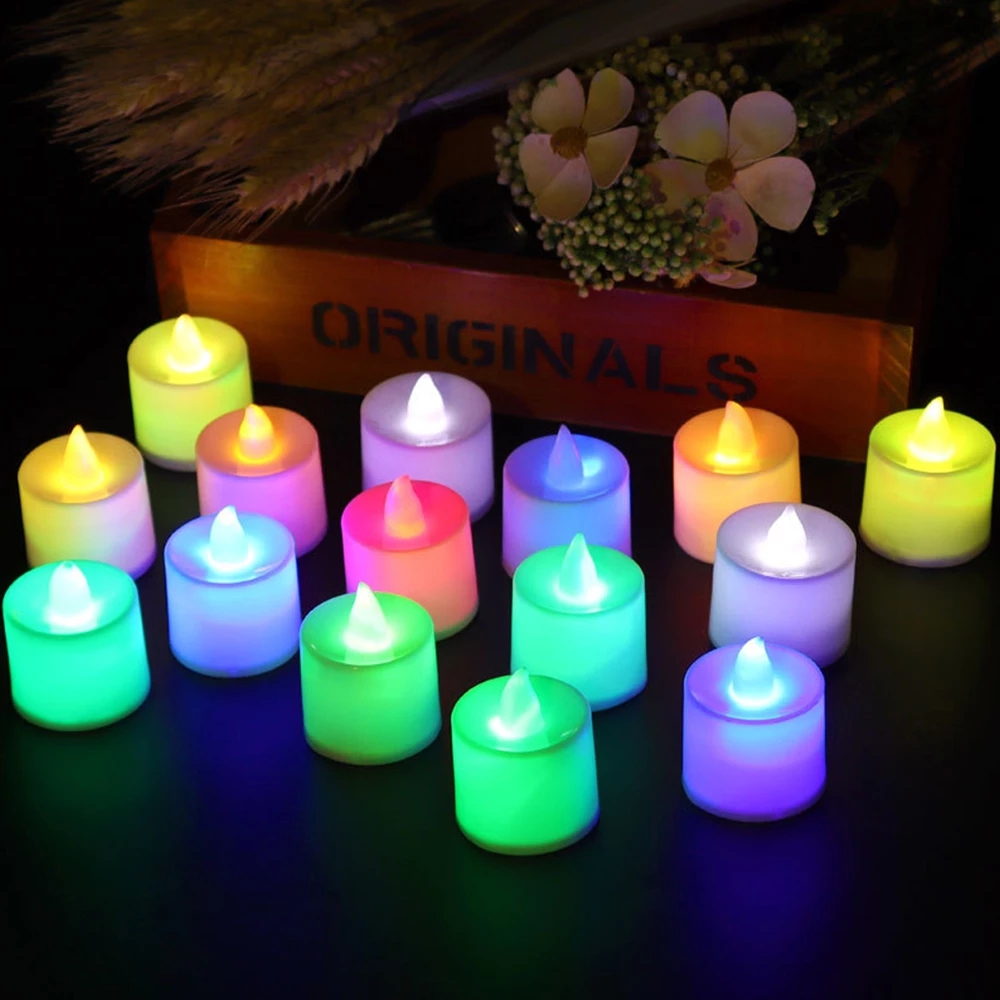 1Pc Multicolor Romantic Electronic Flash LED Candle/Home Wedding Birthday Party Decoration Simulation Mini Candle/Button Battery Flame Tea Light