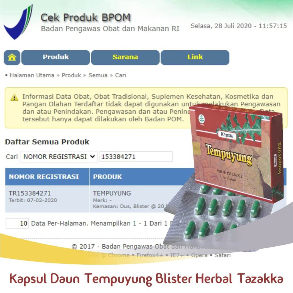 Obat herbal mengobati batu ginjal melancarkan buang air kecil dengan blister kapsul tempuyung