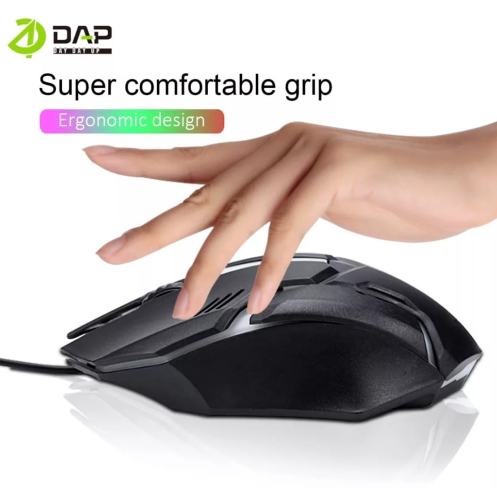 Mouse Gaming Kabel USB Wired DAP M778 ORIGINAL USB LED With Light RGB 1200DPI-Mouse Gaming-Gamers Untuk PC Komputer-Laptop-Windows,Linux,Mac Os