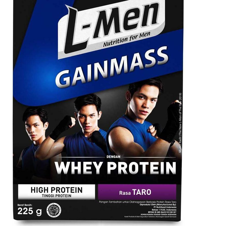 Terkini L-Men Gain Mass Taro 225gr Susu Tinggi Whey Protein Lmen Gainmass Penaah Massa Otot 0K0 ★