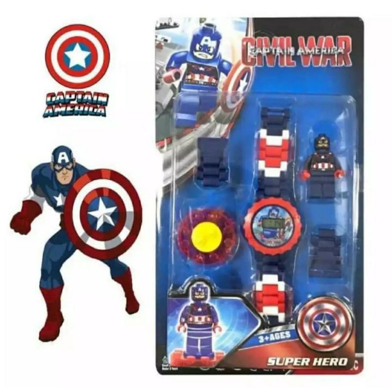 Capten Amerika jam tangan anak lego jam anak laki laki