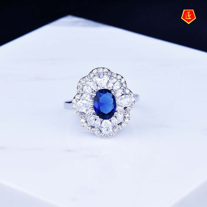 [Ready Stock]Elegant Luxury Natural Sapphire Ring