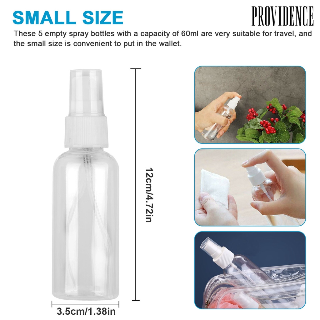 Providence 10pcs / 5pcs / Set Botol Spray Kosong 60ml Anti Bocor Reusable Untuk Makeup / Kosmetik Wanita