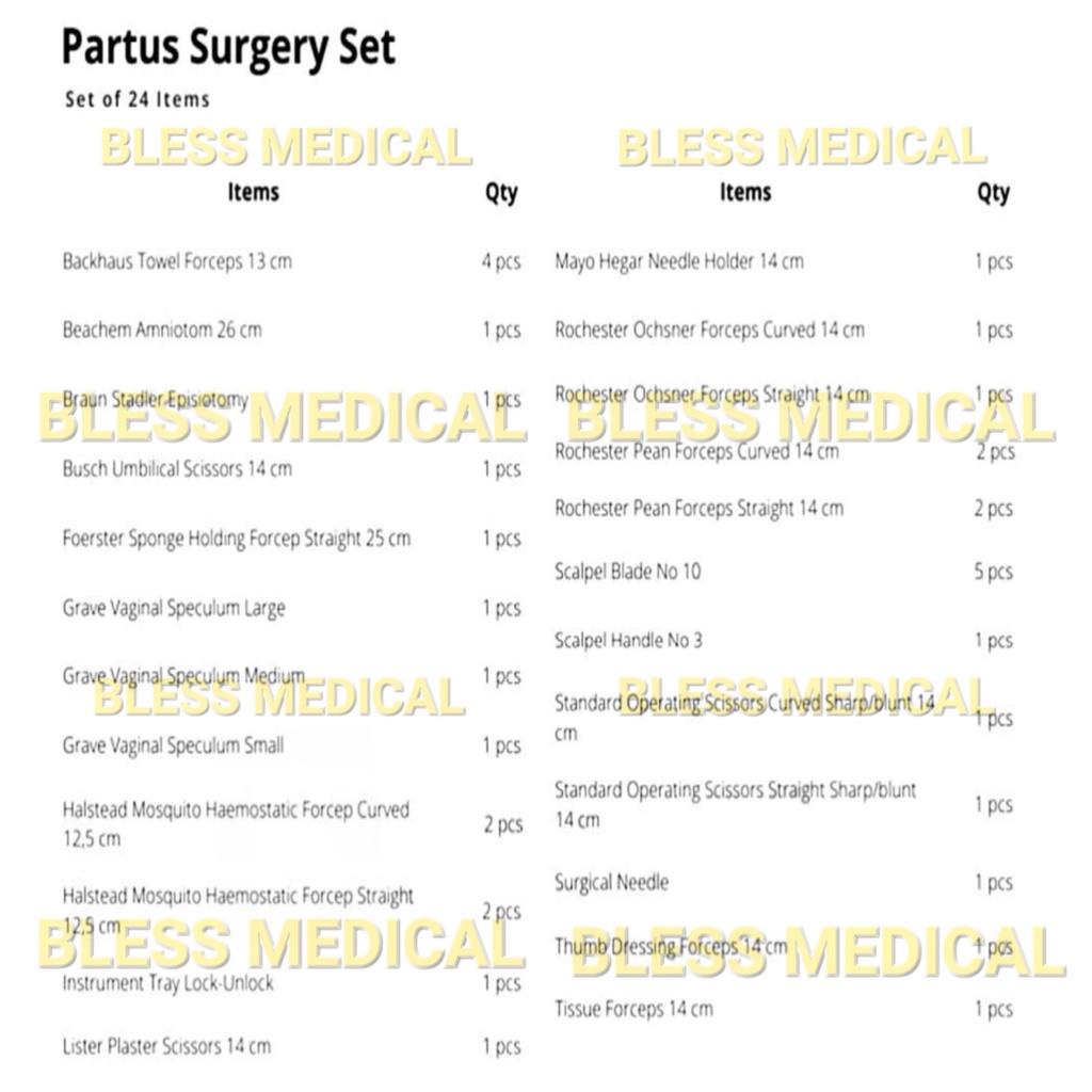 Partus Surgery Set of 24 Original /Set Partus Besar