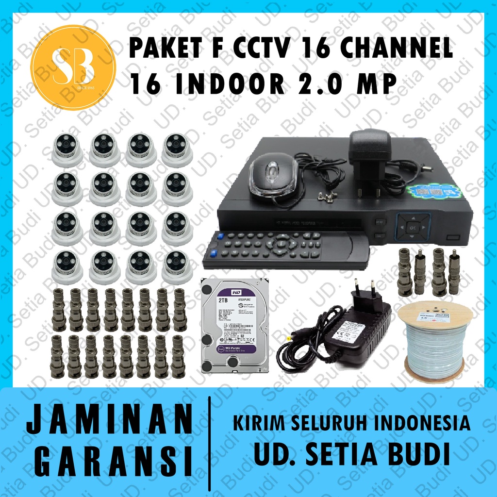 Paket F CCTV 16 Channel: 16 Indoor 2.0 MP