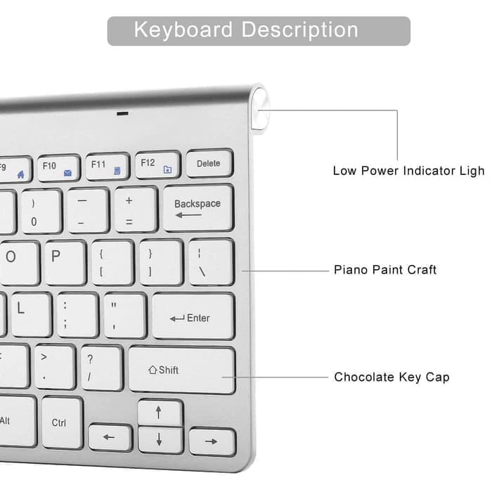 Ultra Slim Wireless Keyboard Multimedia Combo Set with Mouse - Silver