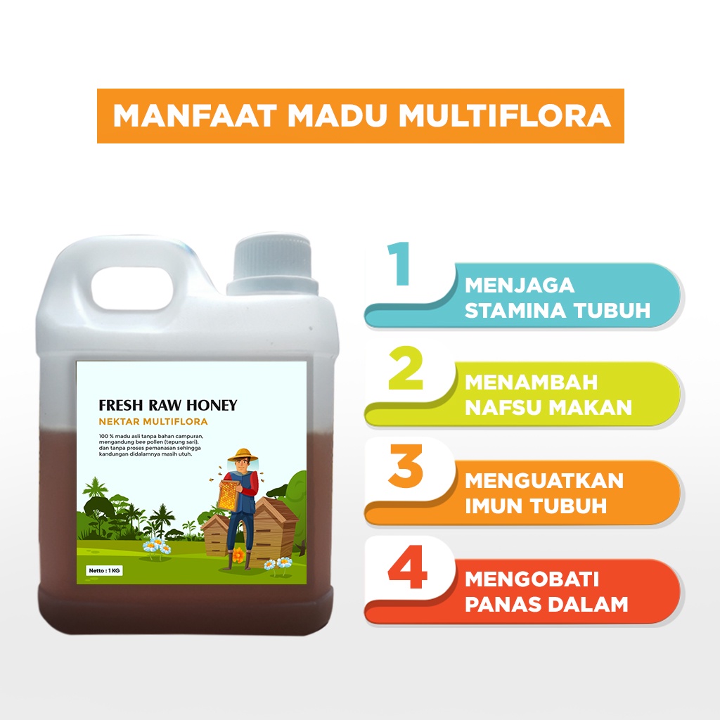 Madu Murni Asli Nektar Bunga Multiflora 1 Kg 100% Alami Tanpa Campuran