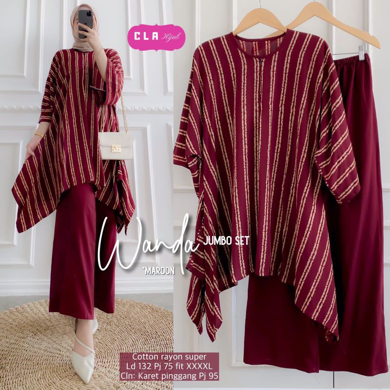 (GROSIR SETELAN) WANITA WAKA-WAKA AROSA JUMBO / SATU SET BAJU DAN CELANA/ BAJU SETELAN WANITA DEWASA/ MOTIF TERBARU 2021 SELEBRAM KEKINIAN/ SETELAN JUMBO 135cm