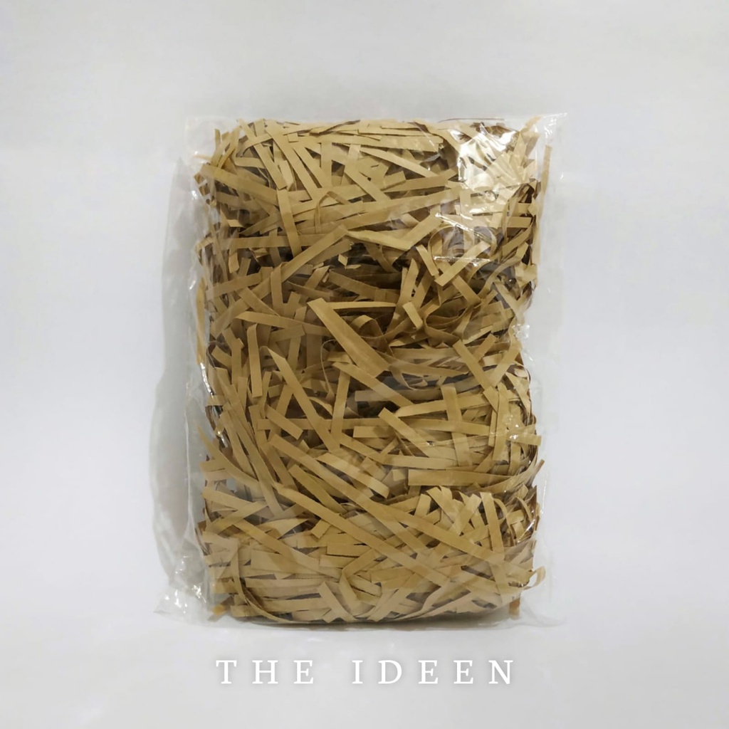 THE IDEEN - SHREDDED PAPER 30 GRAM | COKLAT | KERTAS CACAH KUALITAS PREMIUM | STRIP SERUT VINTAGE BROWN | ISIAN BOX HAMPERS PACKAGING | FILLER PARCEL WARNA COKELAT