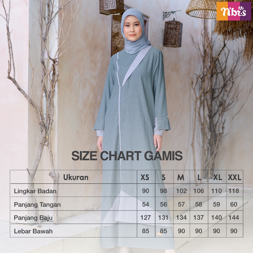 Nibras Gamis Polos NB B61 Bahan Dobby Chambrey Dress Polos Simple Modern Kekinian