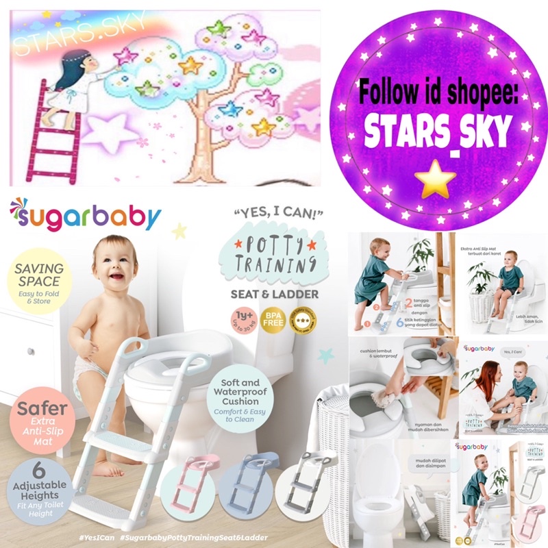 ⭐️ STARS SKY ⭐️ SUGAR BABY POTTY TRAINING SEAT LADDER BABY SEAT TOILET / ALAT BELAJAR DUDUK TOILET B