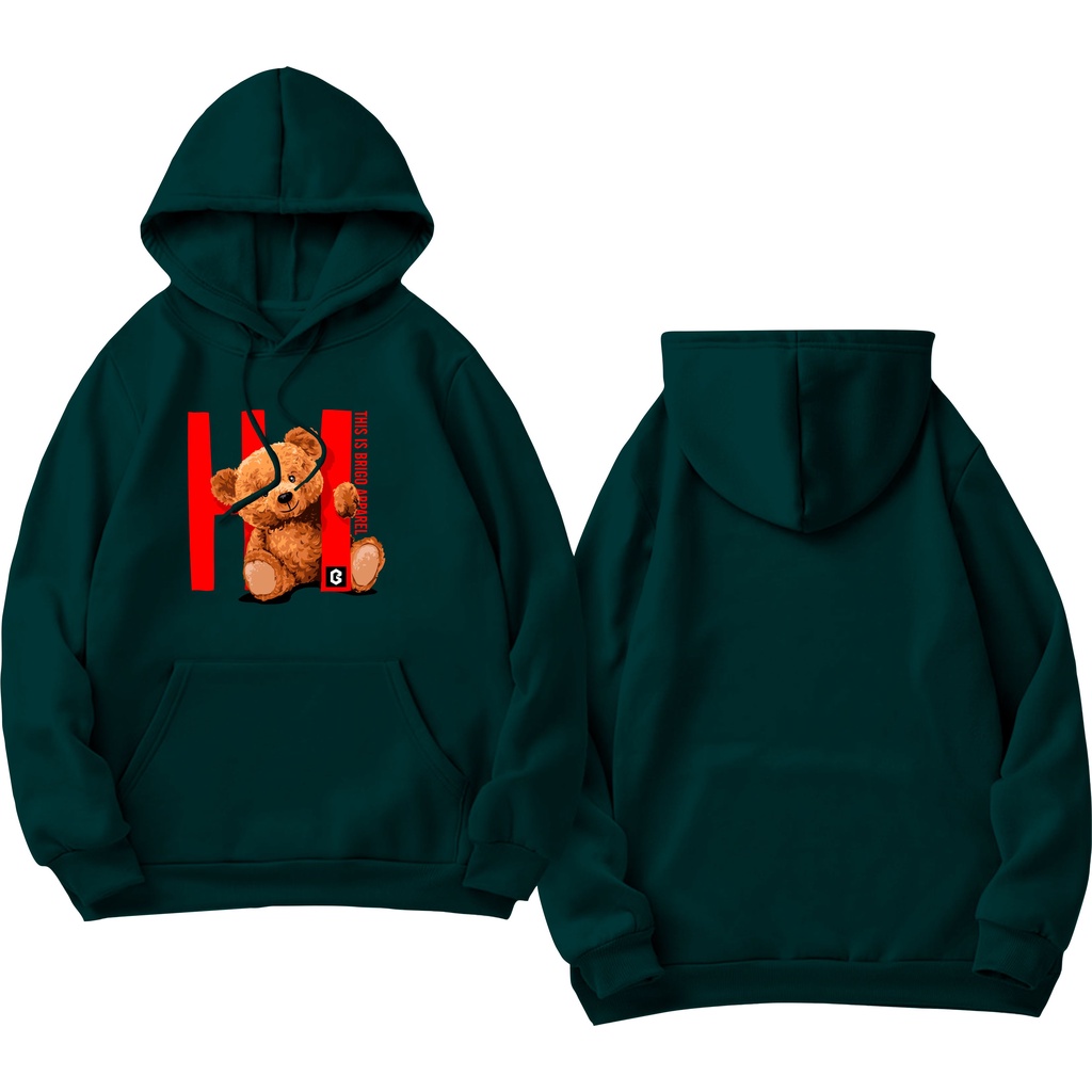 Sweater Hoodie BRIGO Sablon DTF Fleece Cotton || BRIGO Jumper Hoodie Beruang HI M-XXL (Pria &amp; Wanita) Free stiker&amp;Gantungan Kunci