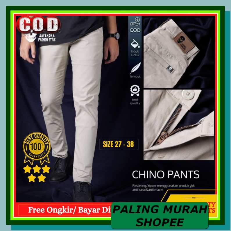 Celana Chinos Cowok Size Standard Pria Chino Casual Regular Fit B SB872 Celana Chino Panjang Pria Sl