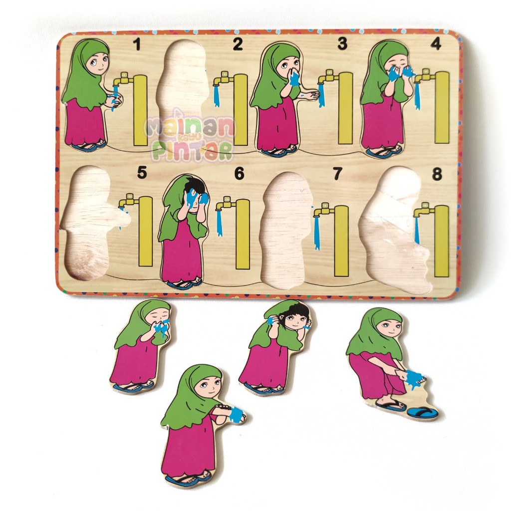 Mainan Kayu Pintar Puzzle Kayu Wudhu Putri SNI Murah Berkualitas Bisa COD
