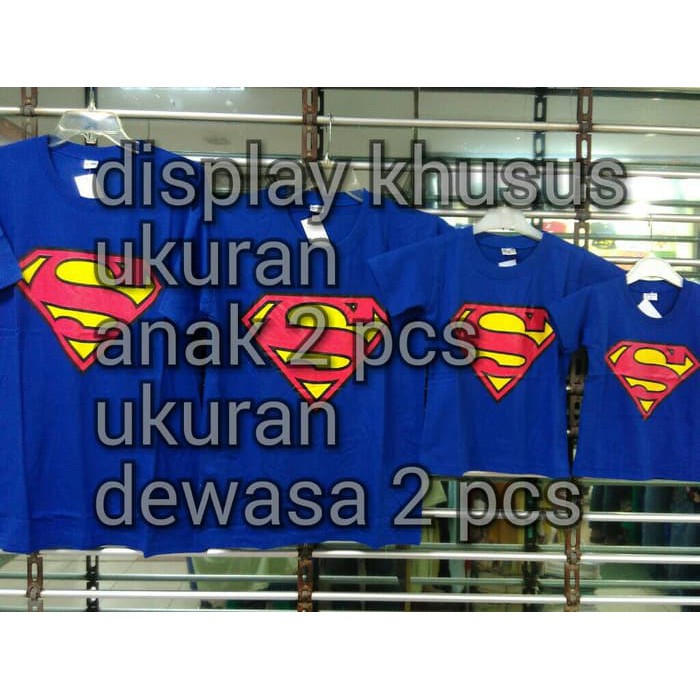 baju kaos pasangan keluarga couple family anak 2 mama papa  superman