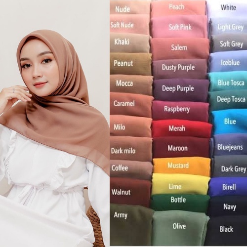 Jilbab Bella Square / Hijab Segi Empat / Kerudung Paris Aneka Warna