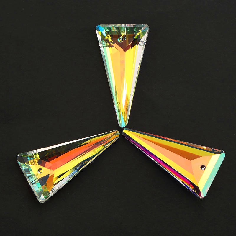 38mm 8pcs/lot kristal 6480 Spike Pendant Austria kaca manik-manik bentuk segitiga Panjang rhinestone