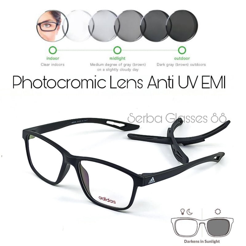 Frame Kacamata minus pria sport adidas Paket Lensa Photocromic Antiradiasi