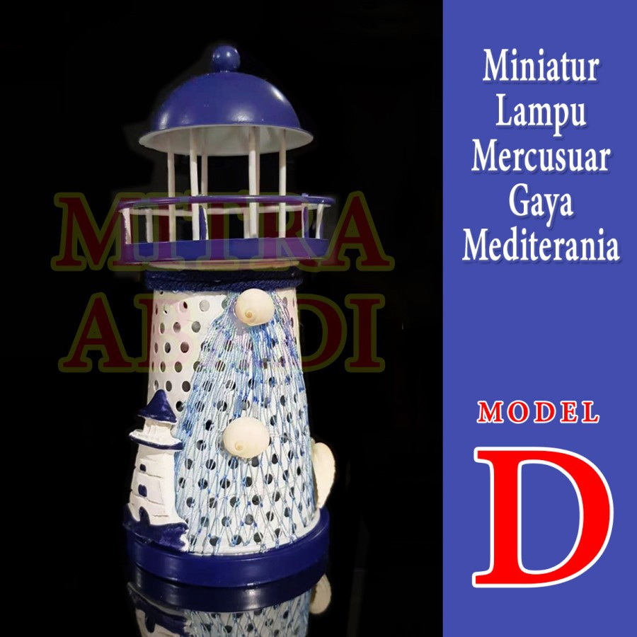 Dekorasi Miniatur Lampu Mercusuar Mini Gaya Mediterania